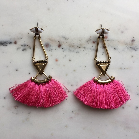 🆑 "Catalina" Earrings || Hot Pink Tassel - Picture 2 of 12